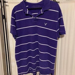 American Eagle Purple Striped Polo Shirt